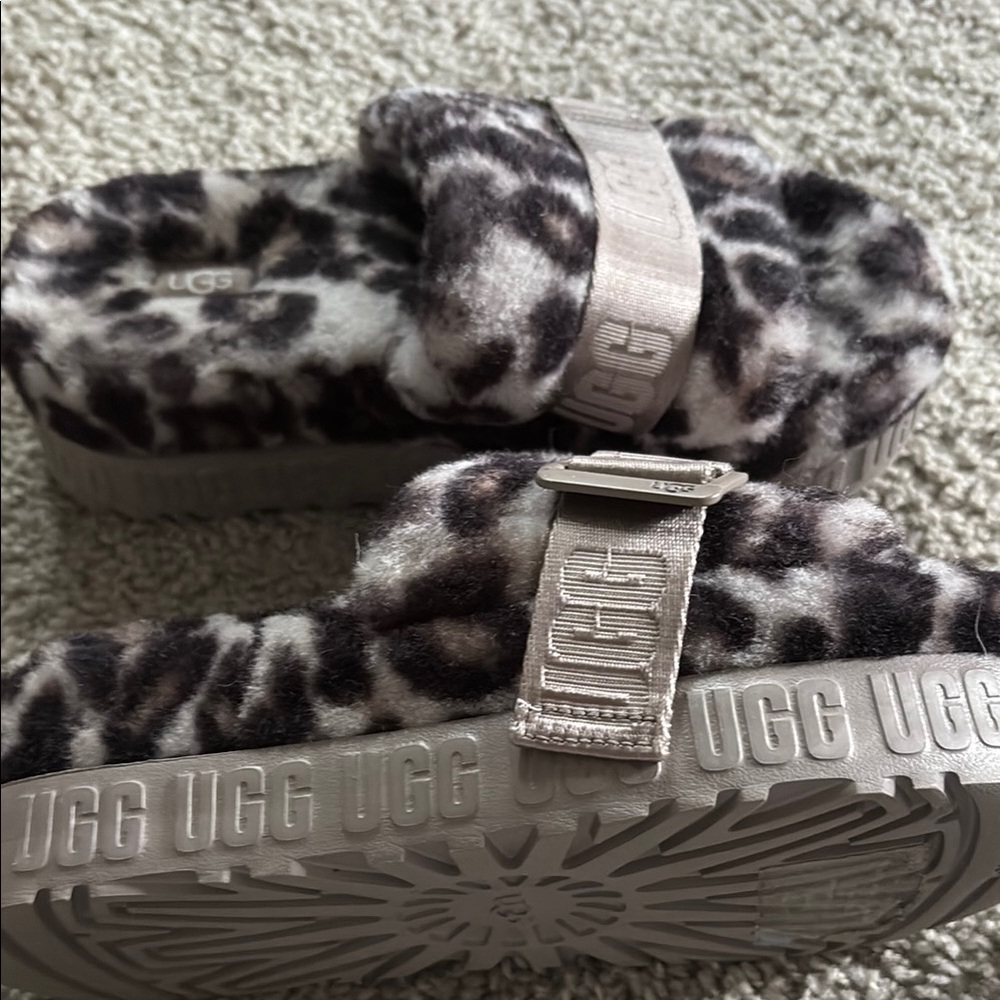 UGG Animal Print Fluffy Slippers